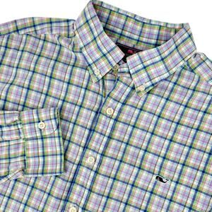 Vineyard Vines Plaid Slim Fit Whale Long Sleeve‎ Shirt Size L